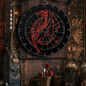 Red Tribal Dragon Black Dartscheibe
