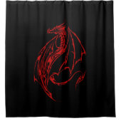 Red Tribal Dragon Black Duschvorhang (Vorderseite)