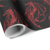 Red Tribal Dragon Black Geschenkpapier (Rolleneckpunkt)