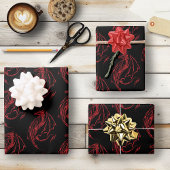 Red Tribal Dragon Black Geschenkpapier Set