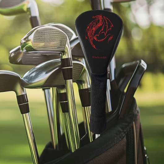 Red Tribal Dragon Black Golf Headcover