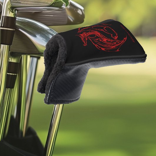 Red Tribal Dragon Black Golf Headcover