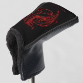 Red Tribal Dragon Black Golf Headcover (3/4 Vorderseite)