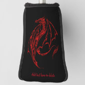 Red Tribal Dragon Black Golf Headcover (Rotieren 90)