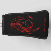 Red Tribal Dragon Black Golf Headcover (Vorderseite)