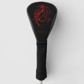Red Tribal Dragon Black Golf Headcover (Vorderseite)