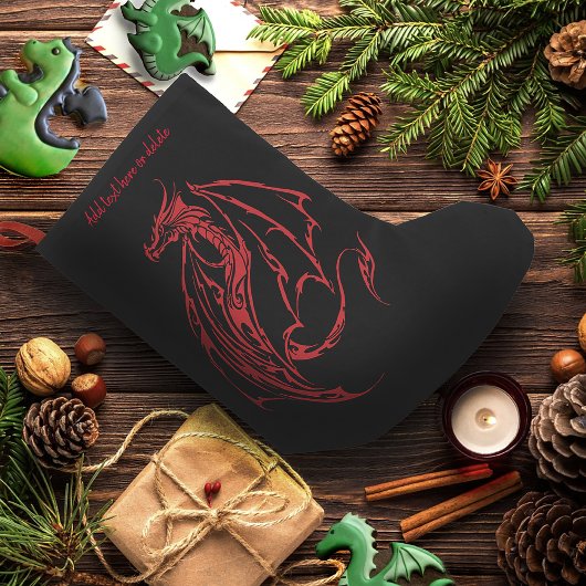 Red Tribal Dragon Black Kleiner Weihnachtsstrumpf