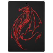 Red Tribal Dragon Black Klemmbrett (Rückseite)