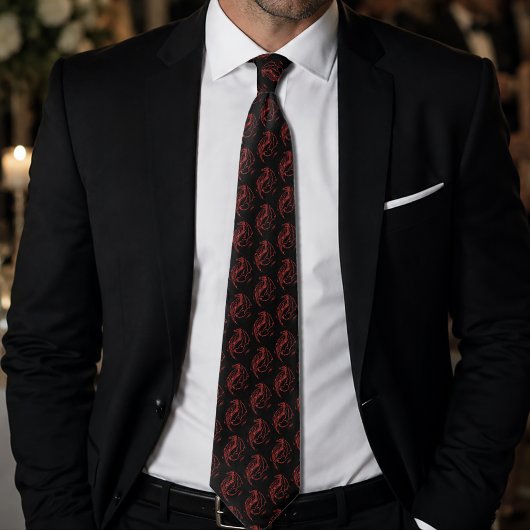 Red Tribal Dragon Black Krawatte