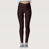 Red Tribal Dragon Black Leggings (Vorderseite)
