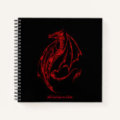 Red Tribal Dragon Black Notizblock (Vorderseite)