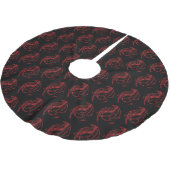 Red Tribal Dragon Black Polyester Weihnachtsbaumdecke (Schrägansicht)
