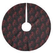 Red Tribal Dragon Black Polyester Weihnachtsbaumdecke (Vorderseite)