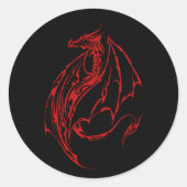 Red Tribal Dragon Black Runder Aufkleber (Vorderseite)