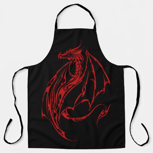 Red Tribal Dragon Black Schürze (Vorderseite)