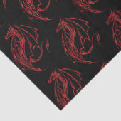 Red Tribal Dragon Black Seidenpapier (Detail)