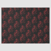 Red Tribal Dragon Black Seidenpapier (Vorderseite)