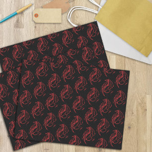 Red Tribal Dragon Black Seidenpapier