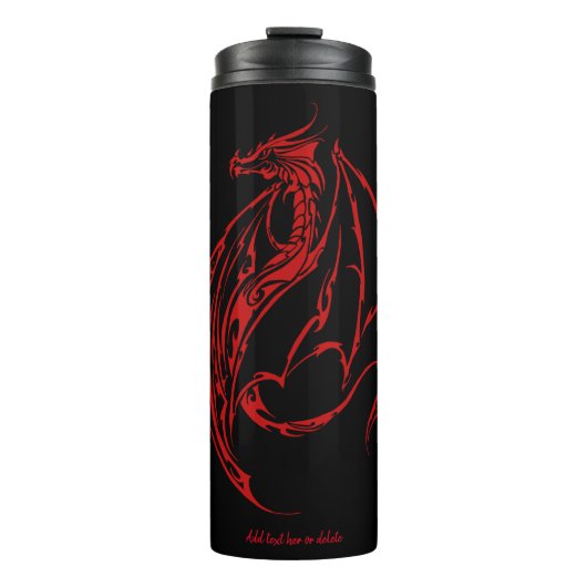 Red Tribal Dragon Black Thermosbecher (Vorderseite)