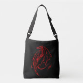 Red Tribal Dragon Black Tragetaschen Mit Langen Trägern (Vorderseite)