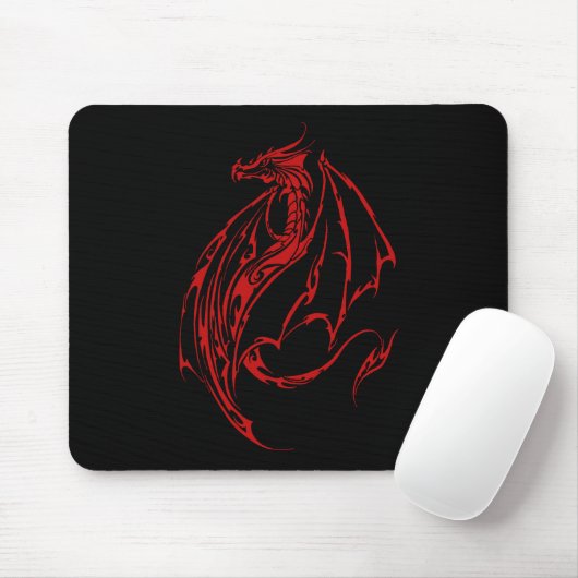 Red Tribal Dragon Mousepad (Mit Mouse)