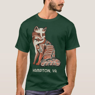 Red Tribal Fox Hampton Native American Artwork Sty T-Shirt