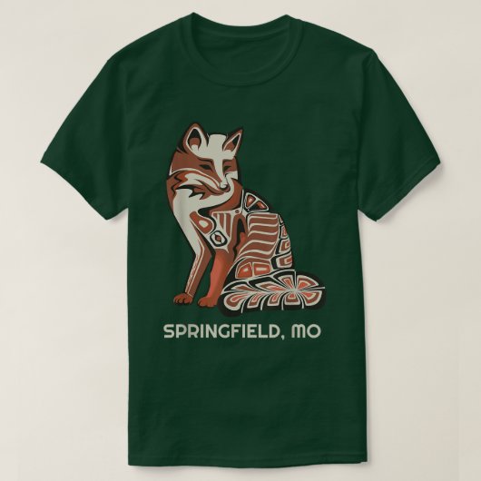 Red Tribal Fox Springfield Native American Artwork T-Shirt (Design vorne)