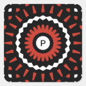 Red Tribal Mandala Quadratischer Aufkleber (Vorderseite)