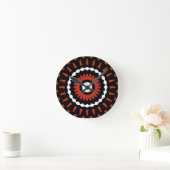 Red Tribal Mandala  Runde Wanduhr (Zuhause)