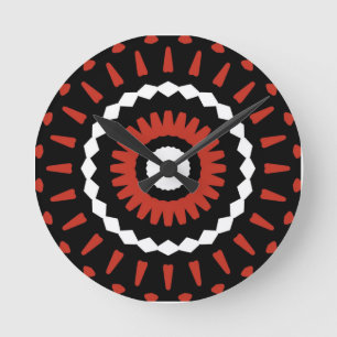 Red Tribal Mandala  Runde Wanduhr