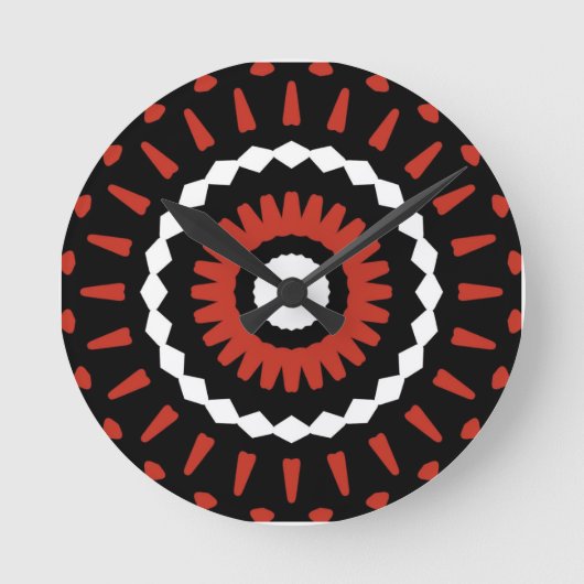 Red Tribal Mandala  Runde Wanduhr (Vorderseite)