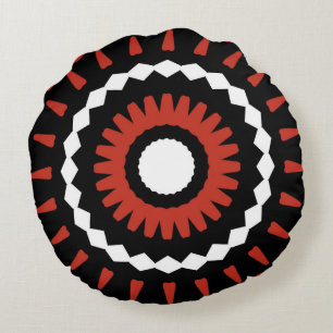 Red Tribal Mandala Rundes Kissen