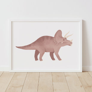 Red Triceratops Dinosaurier Kinder Zimmer Poster