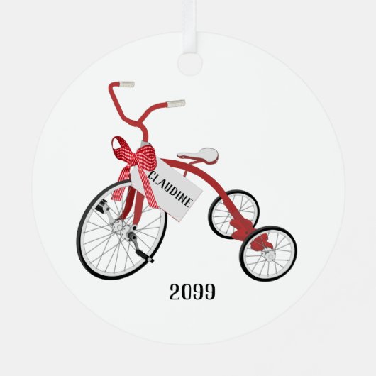Red Tricycle Girls Christmas Ornament (Rückseite)