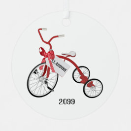 Red Tricycle Girls Christmas Ornament Aus Metall