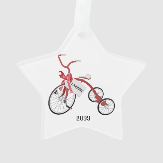 Red Tricycle Girls Star Acryl Weihnachtsschmuck Ornament (Rückseite)