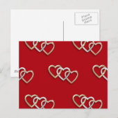 Red Triple Interlocking Gold Hearts PostCard! Postkarte (Vorne/Hinten)