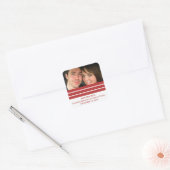 Red Triple Stripe Save the Date Stickers (Umschlag)