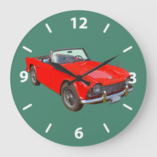 Red Triumph Tr4 Cabrio Sportwagen Große Wanduhr (Vorderseite)