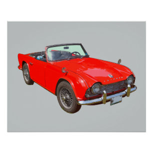 Red Triumph Tr4 Cabrio Sportwagen Poster