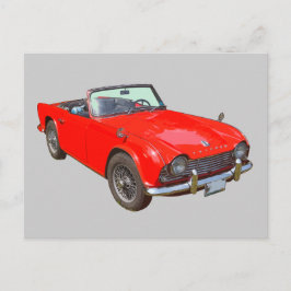Red Triumph Tr4 Cabrio Sportwagen Postkarte