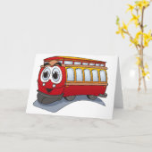 Red Trolley Cartoon Karte (Gelbe Blume)