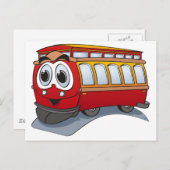 Red Trolley Cartoon Postkarte (Vorne/Hinten)
