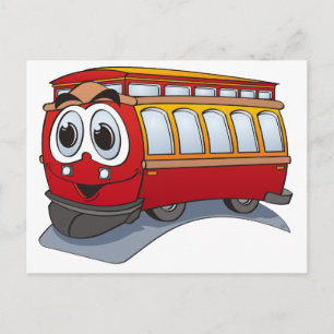 Red Trolley Cartoon Postkarte