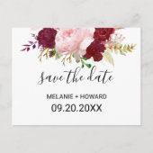 Red Tropical and Romantic Save the Date Card Postkarte (Vorderseite)