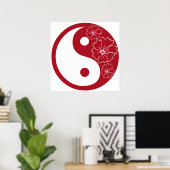 Red Tropical Blume Yin Yang Symbol Poster (Heimbüro)
