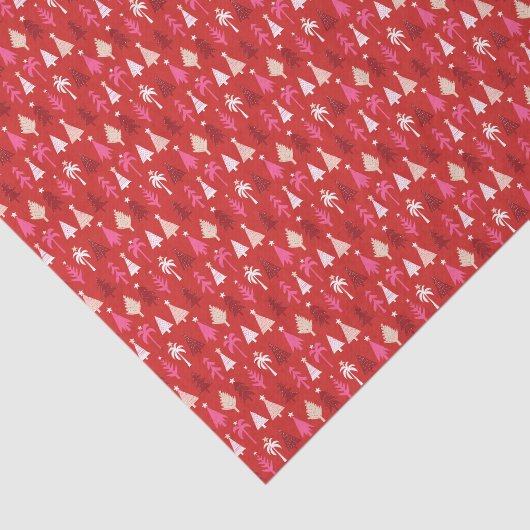 Red Tropical Christmas Palm Trees Decoupage Seidenpapier (Ausschnitt)