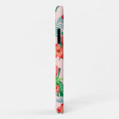 Red Tropical Floral on Baby Pink Case-Mate iPhone Hülle (Hinten/Rechts)