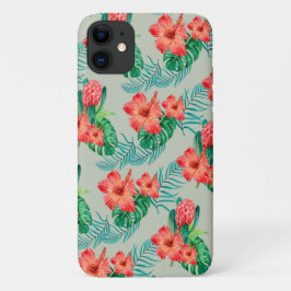 Red Tropical Floral on Sage Case-Mate iPhone Hülle