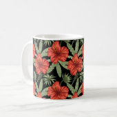 Red tropical flowers seamless pattern green leaves kaffeetasse (Vorderseite Links)